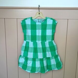 Primary tiered green gingham dress